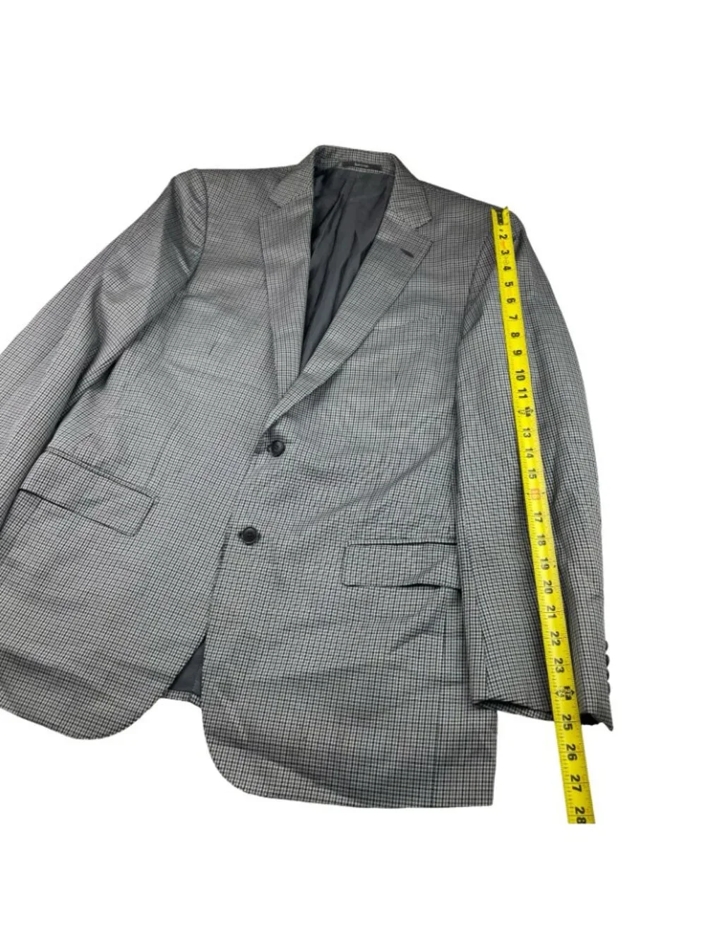 Ermenegildo Zegna Men’s Wool/Silk 2-Button Blazer Gray Plaid • Italy • 44R US